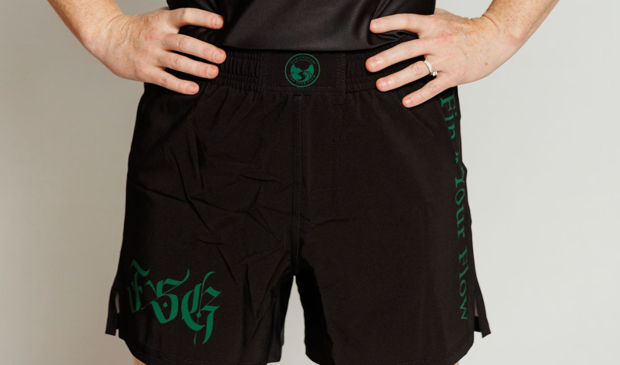 Flow State Mid Length Fight Shorts - Obsidian
